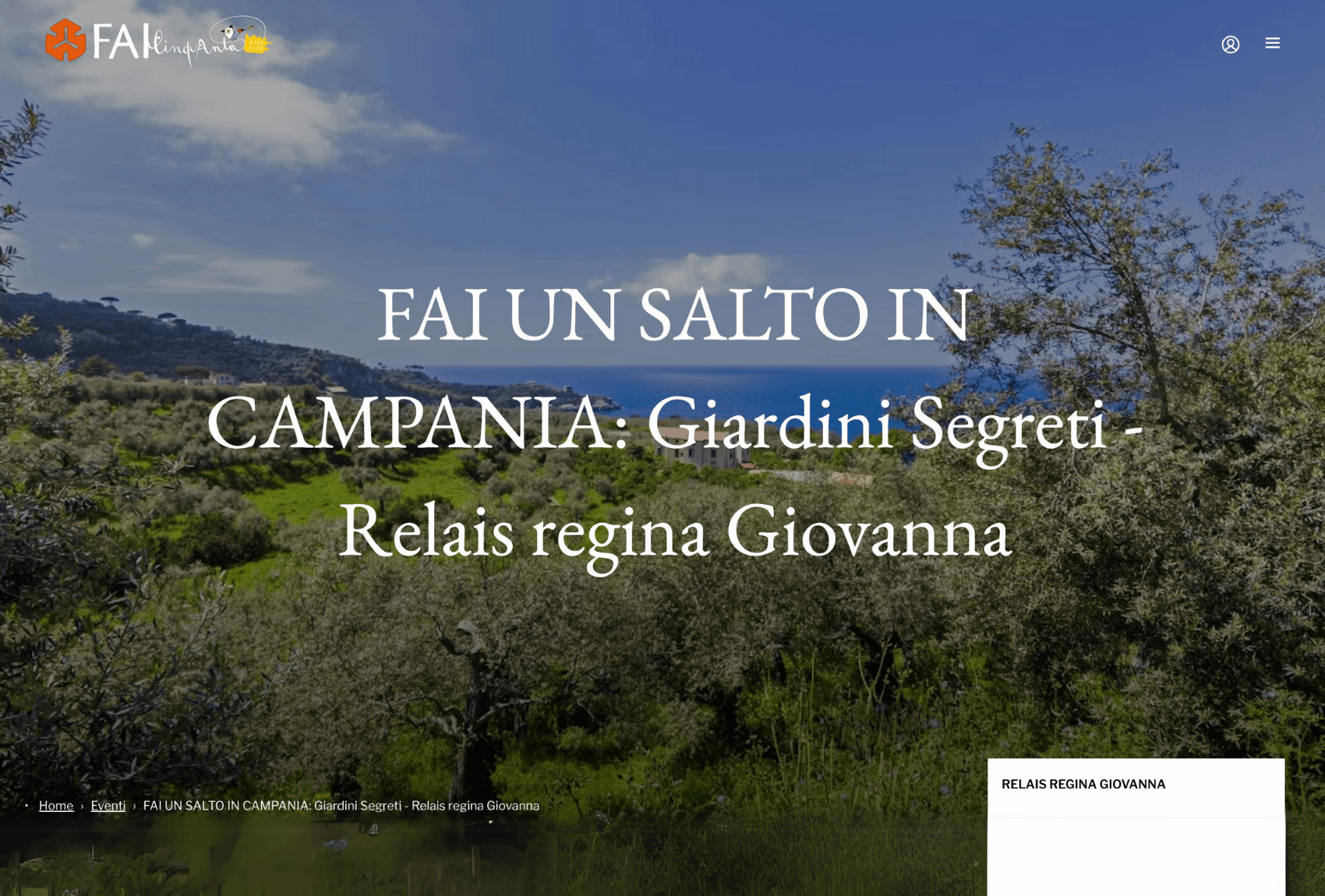 Per la terza edizione della manifestazione Giardini Segreti e nell'ambito della campagna #FAIbiodiversità, il FAI Giovani di Sorrento ha guidato la visita al Relais Regina Giovanna.